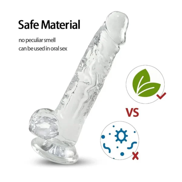 6 Inch Transparent Jelly Dildo with Suction Base | Soft Silicone Wellness Device